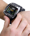 VTX Scuba Diving Computer Receiver Only With Ultra Bright Full Color OLED Display Bluetooth Ready worn on wrist showing dive data