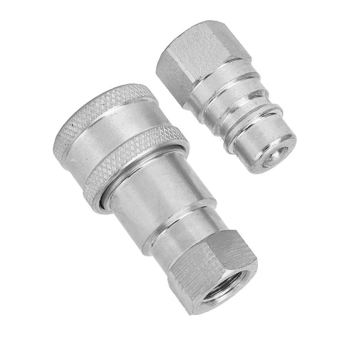 Rock Solid Hardened Steel Hydraulic Quick Coupler 3 4 Inch Npt Iso5675 Compatible Quick Connect Fitting, threaded ends shown