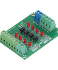 Optocoupler Isolation Board 24V To 5V PLC Level Converter Module 4 Channel showcasing LED indicators and connection terminals.
