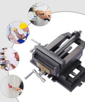 6 Inch Cross Slide Vise Drill Press Mount Heavy Duty Milling Vise with precision scale, steel jaws for metalworking.
