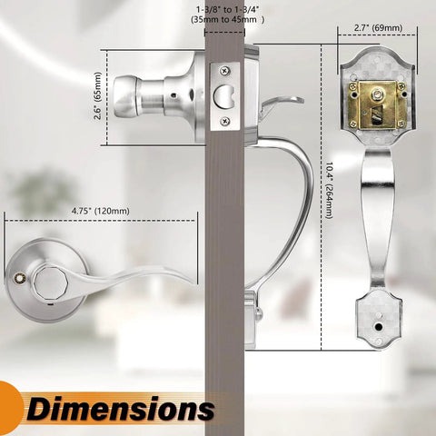 Camelot Trim Front Entry Handleset With Lower Half Grip Wave Lever And Passage Lock Brushed Nickel Finish Keyless Door Locks