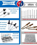 Comparison of Pop Rivets And Washer Kit 1000Pcs Assortment With 14 SAE Sizes against other products highlighting quality differences