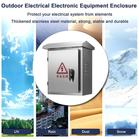 Weatherproof Stainless Steel Electrical Enclosure Box For EV Charger Lockable Wall Mounted Junction Box with lock and cover