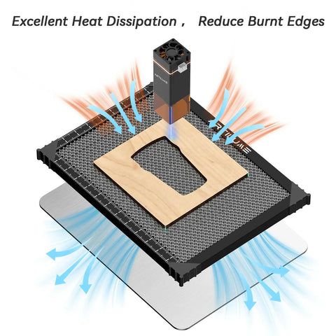 Honeycomb Laser Bed 15.7x11.8 Inch 400x300mm For Laser Engravers with Measuring Scale and Workpiece, Reducing Burnt Edges.