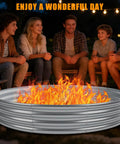 Beefy 48 Inch Fire Pit Ring Built From 0.8mm Galvanized Steel, Rust Resistant, Tool Free Assembly with group enjoying outdoor fire