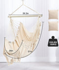 Ultra Cozy Hammock Chair With Macrame Design, Rope Swing Seat, Includes Two Cushions And Side Pocket, Heavy Duty Metal Rod
