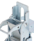 Close-up of Heavy Duty Table Saw Flip Hinge With Rock Solid Electroplated Coating, showcasing the iron core for woodworking.