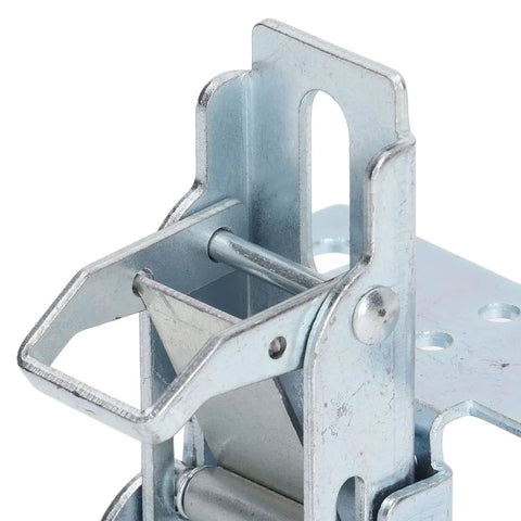 Close-up of Heavy Duty Table Saw Flip Hinge With Rock Solid Electroplated Coating, showcasing the iron core for woodworking.