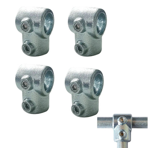 Half Inch Galvanized Steel Pipe Tee Fitting 90 Degree Single Socket 4 Pack Heavy Duty Rail Connector with pipe example