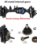 Beefed Up Portal Axle Upgrade Kit With Nylon Front And Rear Axles And Differential Lock For 1 By 10 RC Crawler TRX4 Defender Bronco TRX4 Chassis DIY Build Today showing metal internal gears and remote locking differentials.