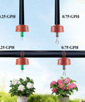 30 Pack 0.25 GPH Pressure Compensating Drippers for 1/4 Inch Tubing, consistent water flow for garden pots and home irrigation systems
