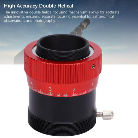 Double Helical Focuser For Telescopes Pro Grade Aluminum Alloy Focus Mechanism With 10mm Stroke and Red Adjustment Ring
