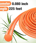 Heavy Duty Nylon Trimmer Line.080 Inch Round, 225 Feet Weed Eater String For Universal Replacement, Orange Polyamide String