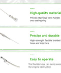 Go-To Flexible Stainless Oil Dipstick Replacement For LS Engines LSX LS1 LS2 LS6 4.8L 5.7L 6.0L 6.2L shown with flexible hose and materials