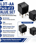 Ford Oil Pump Starting Relay 12V DC 20A, 4 Pins, Replacement Pack of 2 for 5L3T-AA, Compatible With Ford Vehicles, High Quality Automotive Relay for Reliable Engine Start and Long Lasting Performance. Pack of two black 4-pin relays