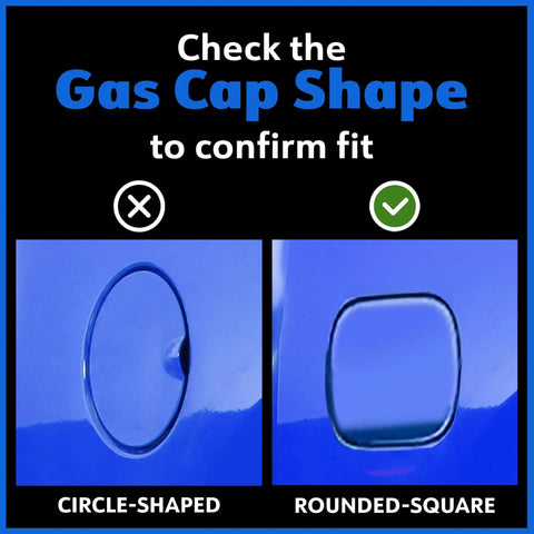 Comparison of round vs square gas cap shapes for Soft Roll-Up Tonneau Cover For Ram 1500 2019 To 2026 compatibility.