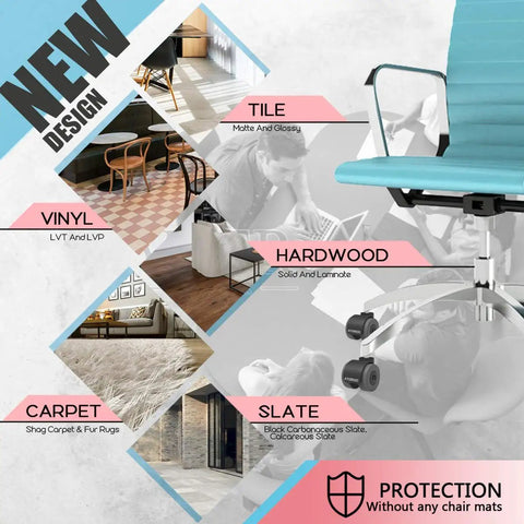Ace Heavy Duty Office Chair Caster Wheels With Smooth Rolling Quadruple Ball Bearings And Floor Safe Hardwood Glide easy use on various floor types.