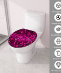 Toilet Seat Round Resin for Bathroom Use in vibrant pink with sparkle design on a toilet, size 14.5" x 16.5".