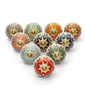 Decorative Colorful Ceramic Drawer Knobs Pack of 10 for Cabinets and Dressers Multicolor Dresser Pull Handles