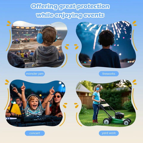 Kid Approved Noise Blocking Earmuffs For Kids With Adjustable Headband Hearing Protection 27 dB SNR ANSI S3 19 CE EN352 1 Blue For Monster Jam Concerts Fireworks Shooting Air Shows Autism Sensory Needs