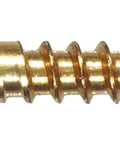 Pro Grade Solid Brass Wood Screws Flat Head Slotted Drive Size 6 By Three Quarters showing brass screw with coarse tapered threads.