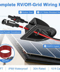 Prewired Solar Cable Entry Gland With 10Ft 10AWG PV Cable, MC4 Compatible, installed on RV roof with labels
