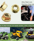 Tough As Nails Beefy 5/8-18 Spindle Blade Nut Hex Flanged Aftermarket Replacement showcases three nuts for mower decks.