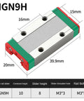 High Precision Linear Rail For 3D Printers And CNC Machines MGN9H with dimensions and specifications visible