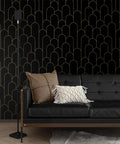 Black And Gold Peel And Stick Wallpaper With Modern Geometric Design For Bedroom And Bathroom Cabinets Removable Self Adhesive Vinyl