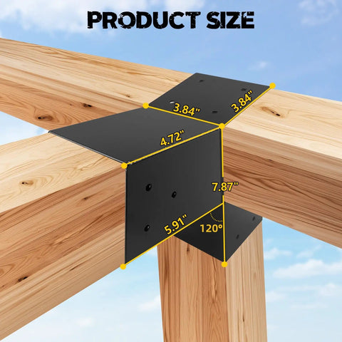 Heavy Duty Built Tough 3 Way 30 Degree Pergola Brackets L Shaped Right Angle Corner Brackets For 4x4 Wood Beams Actual 3.5x3.5 Indoor Outdoor Diy Slant Brackets For Pavilion Gazebo Porch Deck Cabin Pack Of 4