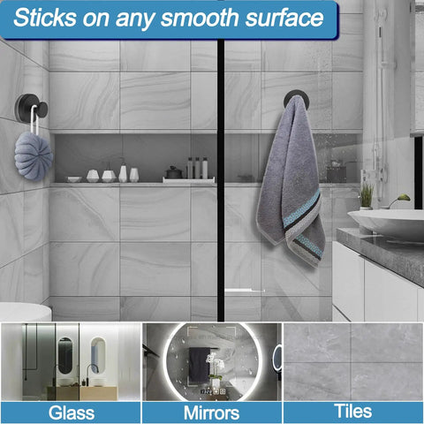 Heavy Duty Vacuum Suction Cup Hooks For Bathroom Shower Glass And Mirror Give Your Gear A Badass Lockdown Without Drilling Or Mess Totally Tight For Adding Towels Robes And Coats Black Two Pack