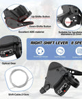 Pair 3x8 9 10 Speed Bike Shifters Left And Right Thumb Gear Shifters For Mountain Road MTB BMX And Fixie Cycling with 2100mm Cable