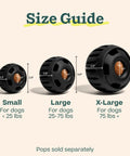 Power Chewer Pupsicle Dog Treat Toy For Strong Chewers Ultra Durable Rubber Chew Ball For Medium Dogs 25 To 75 Lbs Easy To Clean Long Lasting Fun That Keeps Pups Busy size guide with small, large, and X-large options