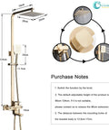 Dope Brushed Gold Shower System With Handheld Spray For Indoor Or Outdoor Use, 3 Function Rainfall, Rust Resistant Brass Valve, Diagram