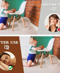 Child playing with a chair using 100 Piece Set Of 3/4 Inch Round Cork Furniture Pads With No Fuss Peel And Stick Backing.