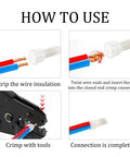 Pro Grade CE1 Closed End Crimp Connectors Kit For 22 16 AWG Nylon Insulated Wire Ends usage steps