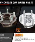 Comparison of rusty vs. new wheel hub bearing assembly, highlighting premium steel, 5-lug design for GM vehicles 2010-2017