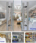 Brushed 304 Stainless Steel Thick Round Tube Glass Door Push Pull Handrail for sliding doors in various settings