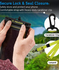 Two Pack Marine Waterproof Phone Pouches With IP68 Floating Design Regular Size Black And Hi-Vis Yellow with carabiner clip