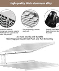 Top Shelf Heavy Duty Aluminum Telescopic Table Extension Slides Built Tough With Silent Glide Motion, showing thick aluminum design.