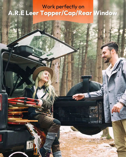 Happy campers using A.R.E leer topper with 38 lb gas struts for truck cap camper shell 15.7 inch extended 9.4 inch compressed