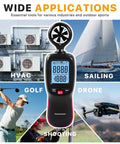 DA01 Handheld Anemometer With Data Logging And Temperature Monitor Real Time Wind Speed Meter With Backlit Display shown in use for HVAC applications.
