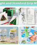 HTVRONT 12x12 cutting mats (2-pack) with light and standard grip; collage shows cardstock, vellum, vinyl, printer paper