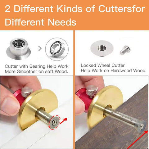 Two different cutter types for the Spot On Accurate Dovetail Jig Wheel Marking Gauge With Micro Tweaks for woodworking.