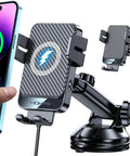 Auto Clamp Wireless Car Charger Mount, 15W Fast Charging, Universal Hands-Free Car Holder for dash, windshield, or air vent.