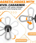 Ridiculously Strong Heavy Duty Neodymium Magnetic Hooks 20 Pack 70 Pound Capacity Beast Mode Wall Organizers swivel carabiner with 360° rotation and 180° swivel.