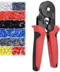 Premium Ferrule Crimping Tool Kit With 1300 PC Assorted Wire Terminals And Self Adjusting AWG 22 To 8 Gauge Crimper, red handle