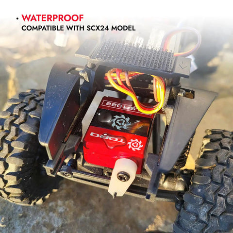 Beefy High Torque Micro Servo for 1 24 RC Crawlers, 5V to 8.4V Power, Mountless CNC Servo Mounts in Axial SCX24, Red and Black