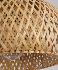 Close-up view of Totally Fresh Handmade Woven Bamboo Pendant Light Fixture showing the intricate woven design and natural texture.