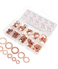 Heallily 200 Pc Copper Oil Seal Washer Set With Flat Gaskets Kit And Sealing Rings For Quick Fixes To Stop Leaks On Cars Appliances And Heavy Duty Jobs Around The House Or Shop With Super Smooth Red Finish, assorted washers in case